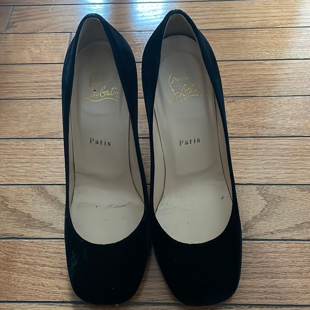 Christian Louboutin velvet pumps in good condition